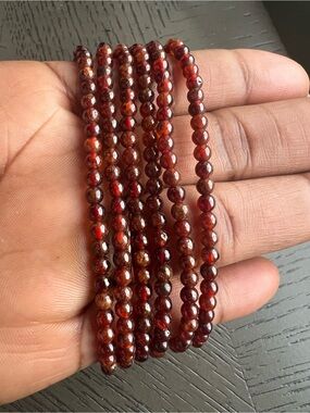 Dainty orange garnet bracelet 3mm SIZE 6.5-7’ ( ONE )